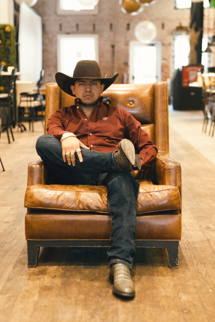 Western shirt and felt hat