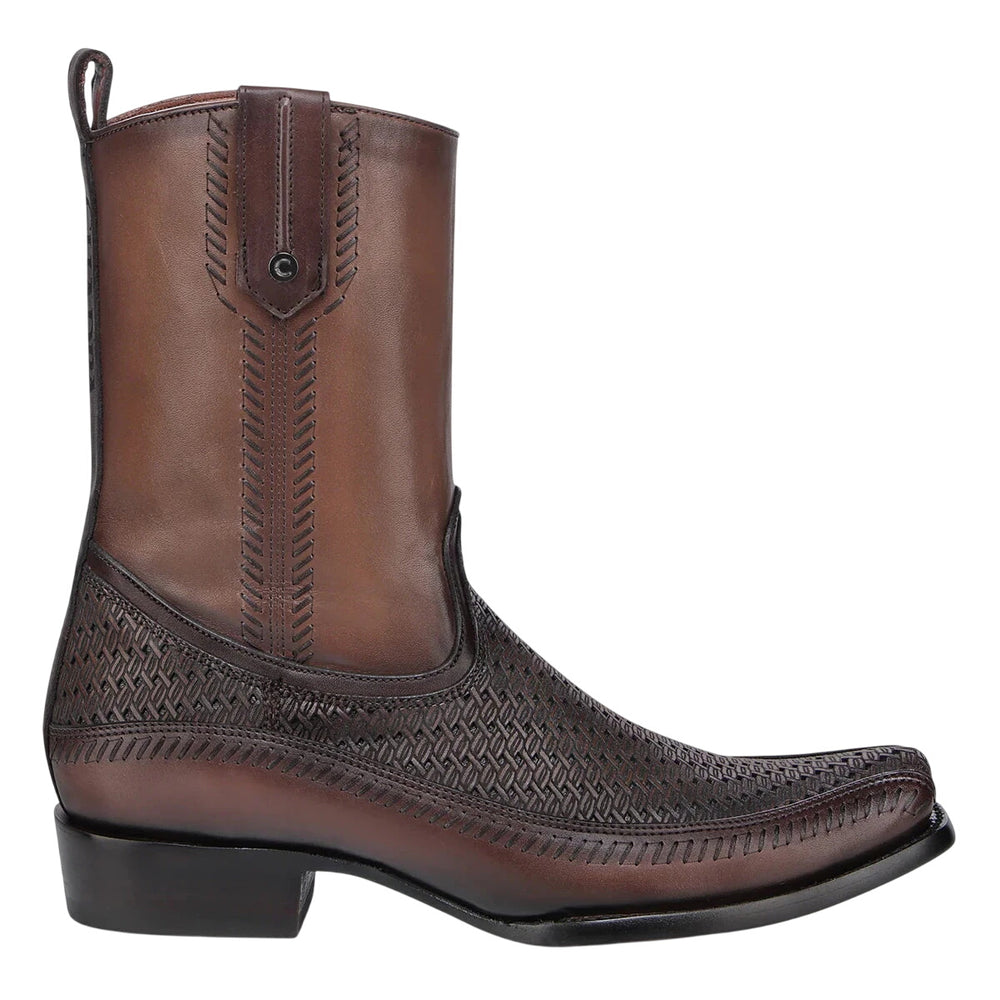 Cuadra Men's Honey Laser & Woven Zipper Narrow Square Toe Boot — CU933