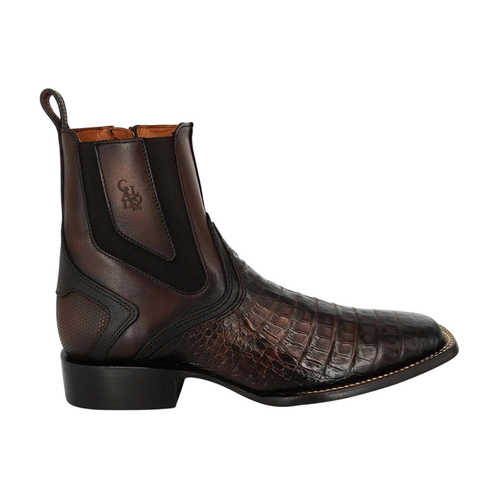 Cuadra Men's Brown Caiman Zipper & Elastic Square Toe Boot — CU890