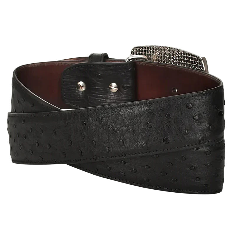 Cuadra Men's Engraved Ostrich Leather Western Belt BC306