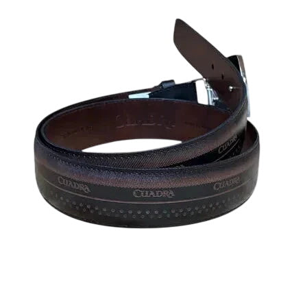 Cuadra Men’s Black Leather Belt with Logo Buckle BC367