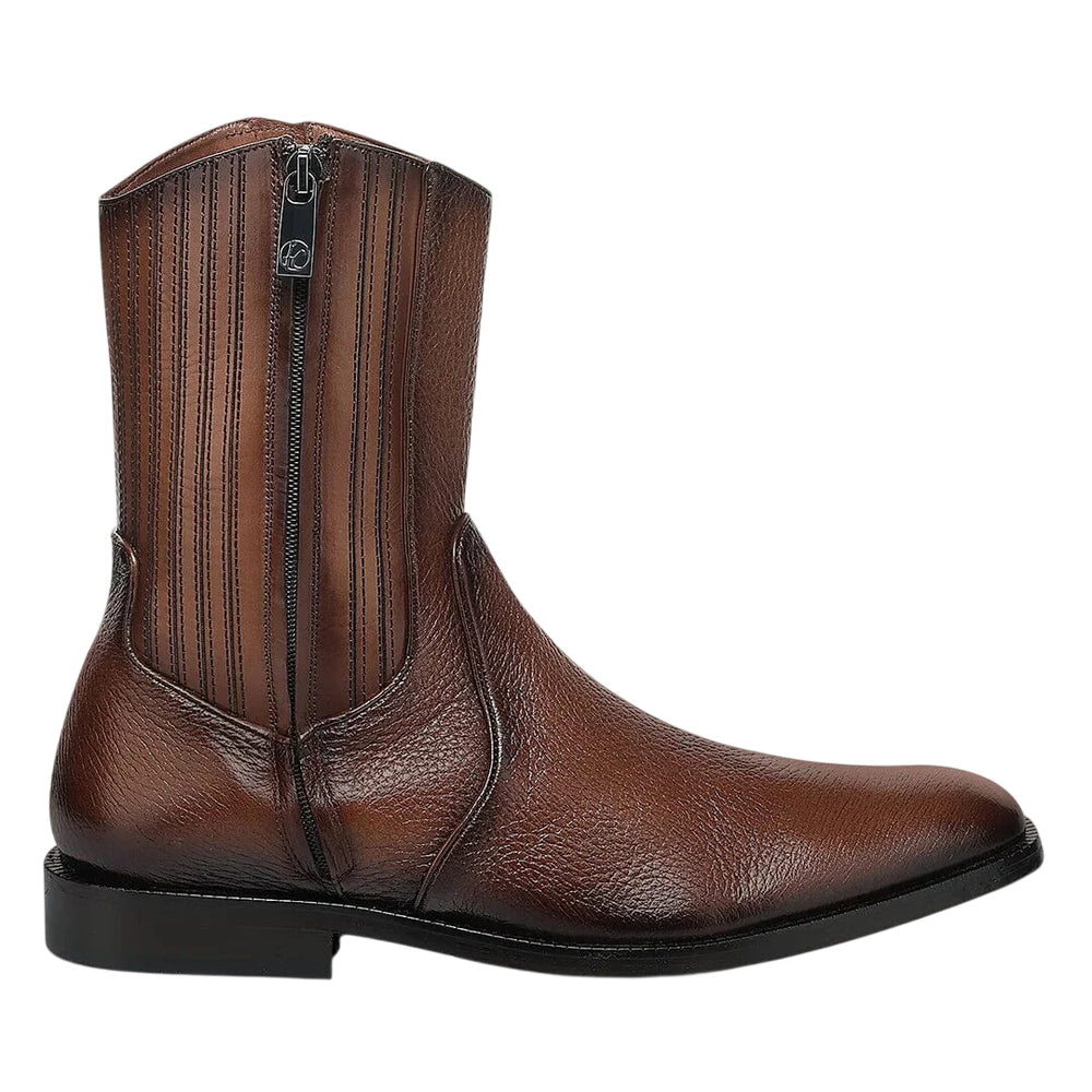 Cuadra Men's Brown Deer Zipper Round Toe Boot — FF287