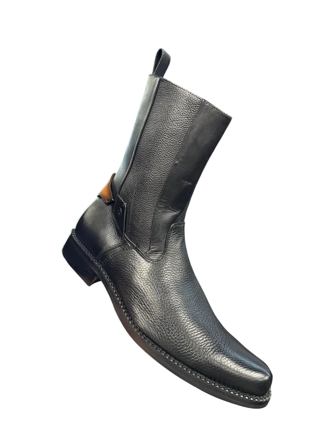 Franco Cuadra Men's Black Deer Leather Ankle Boot — FC659