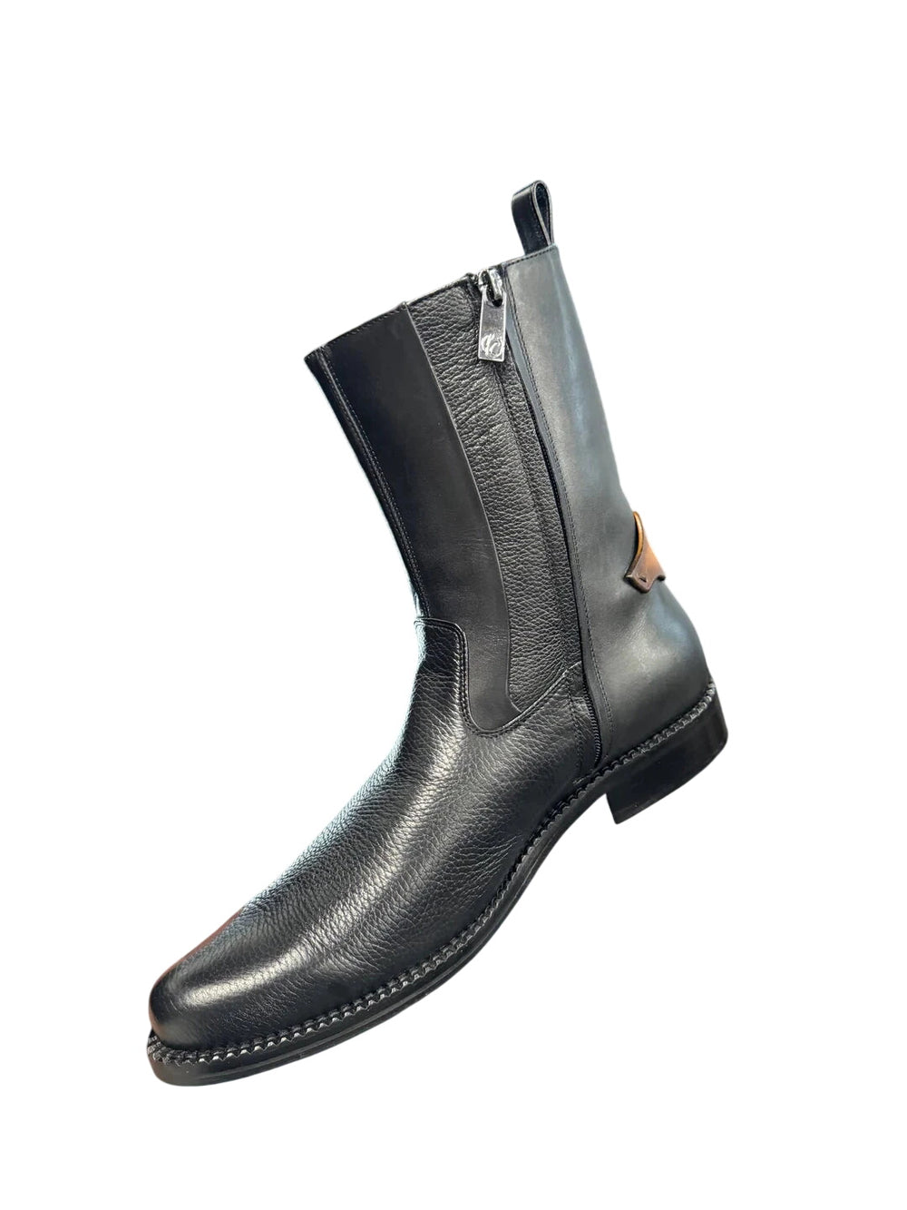 Franco Cuadra Men's Black Deer Leather Ankle Boot — FC659