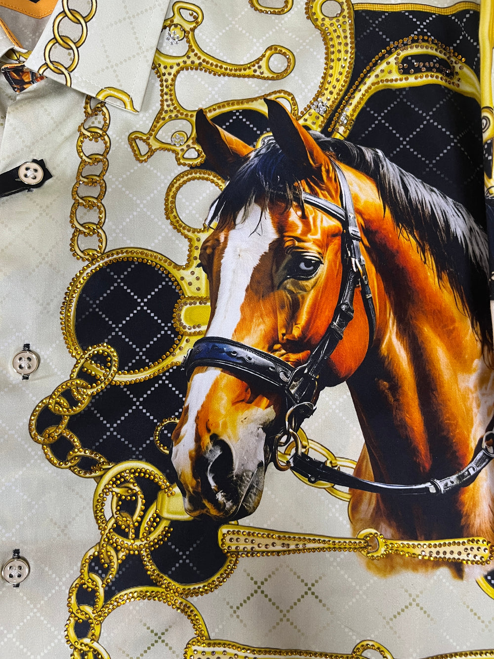 Barabas Caballo Rhinestone Men's Long Sleeve Shirt