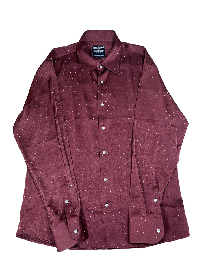Barabas Rhinestone Solid Long Sleeve Shirt