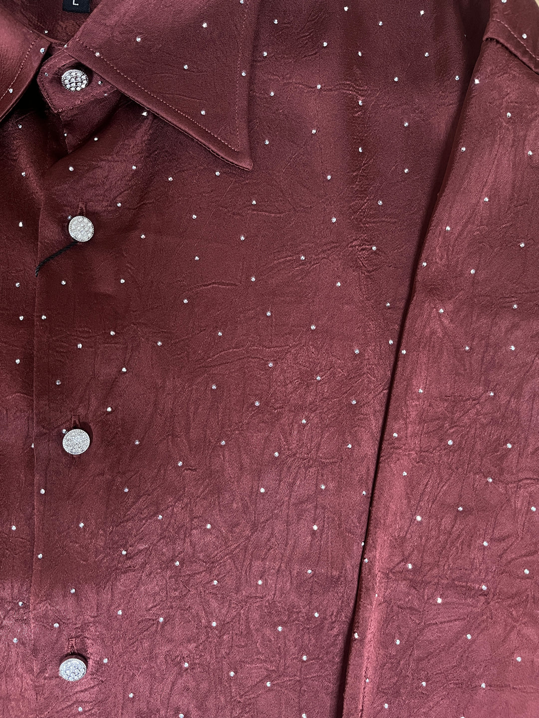 Barabas Rhinestone Solid Long Sleeve Shirt