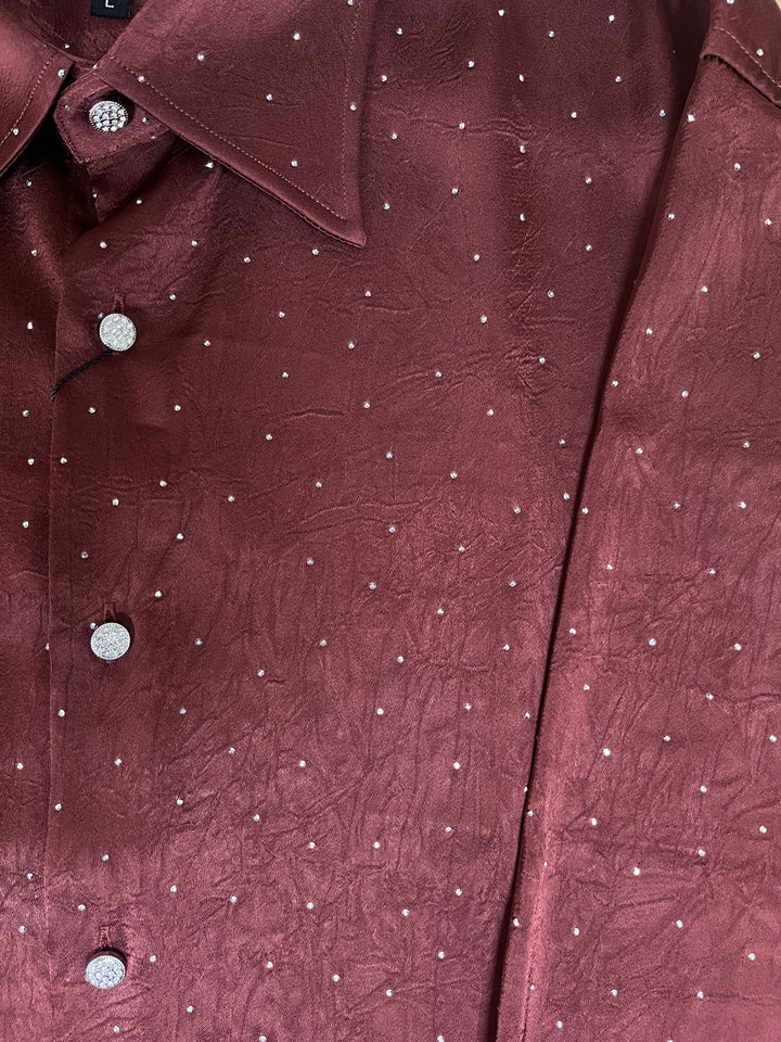 Barabas Rhinestone Solid Long Sleeve Shirt