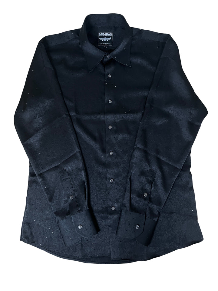 Barabas Rhinestone Solid Long Sleeve Shirt