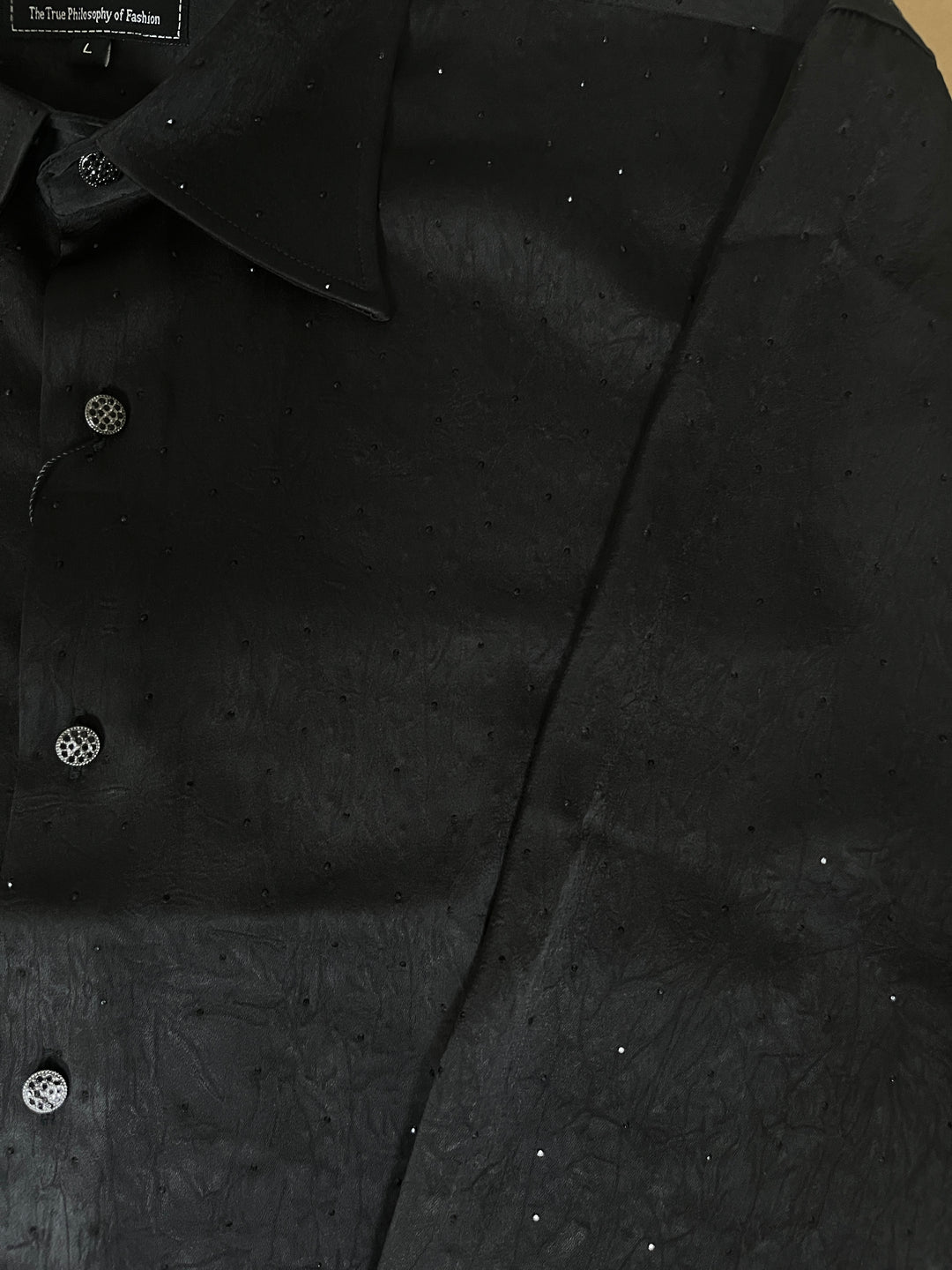 Barabas Rhinestone Solid Long Sleeve Shirt