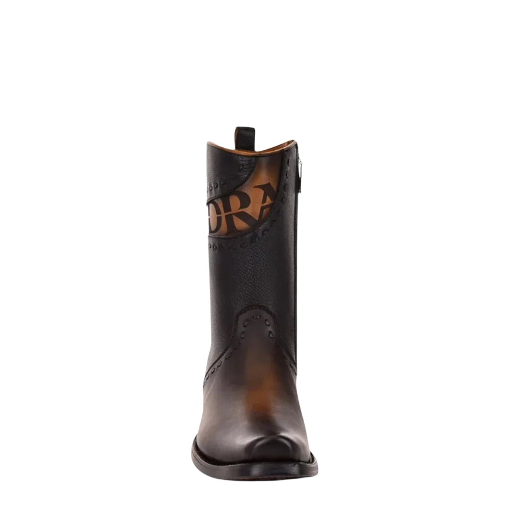 Cuadra Men's Viena Black Laser & Woven Narrow Square Toe Boot — CU559
