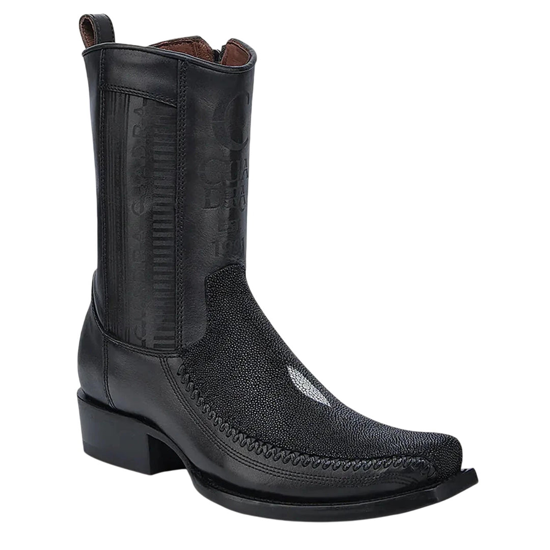 Cuadra Men's Laser & Woven Black Stringray Western Boots — CU783
