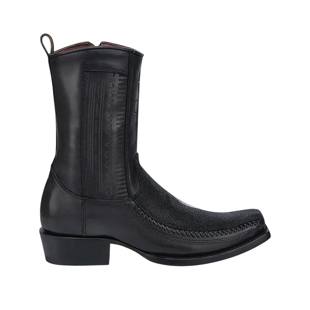 Cuadra Men's Laser & Woven Black Stringray Western Boots — CU783
